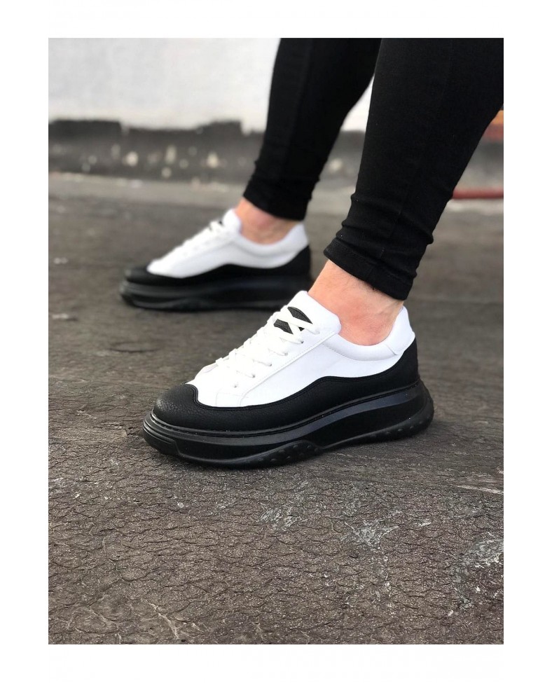 JY507 Alone Bağcıklı Cilt Erkek Günlük Sneaker Ayakkabı CST Beyaz/Siyah