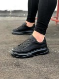 JY507 Alone Bağcıklı Cilt Erkek Günlük Sneaker Ayakkabı CST Siyah