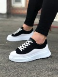 JY507 Alone Bağcıklı Süet Cilt Erkek Günlük Sneaker Ayakkabı SCBT Siyah/Beyaz