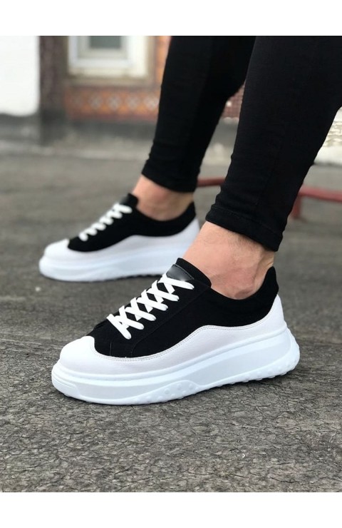 JY507 Alone Bağcıklı Süet Cilt Erkek Günlük Sneaker Ayakkabı SCBT Siyah/Beyaz