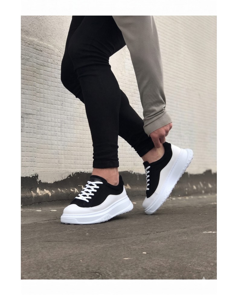 JY507 Alone Bağcıklı Süet Cilt Erkek Günlük Sneaker Ayakkabı SCBT Siyah/Beyaz