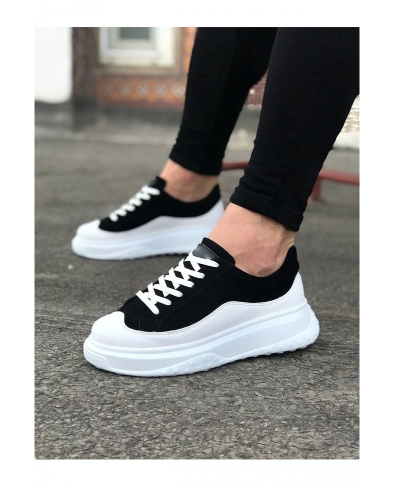 JY507 Alone Bağcıklı Süet Cilt Erkek Günlük Sneaker Ayakkabı SCBT Siyah/Beyaz