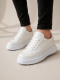 JY507 Dara Bağcıklı Cilt Erkek Günlük Sneaker Ayakkabı CBT Beyaz