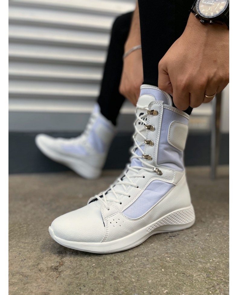 JY799 Verton Bağcıklı Ortopedik Taban Günlük Cilt Erkek Askeri Postal Bot CBT Beyaz Somersan Giyim | Kadın, Erkek ve Çocuk Moda