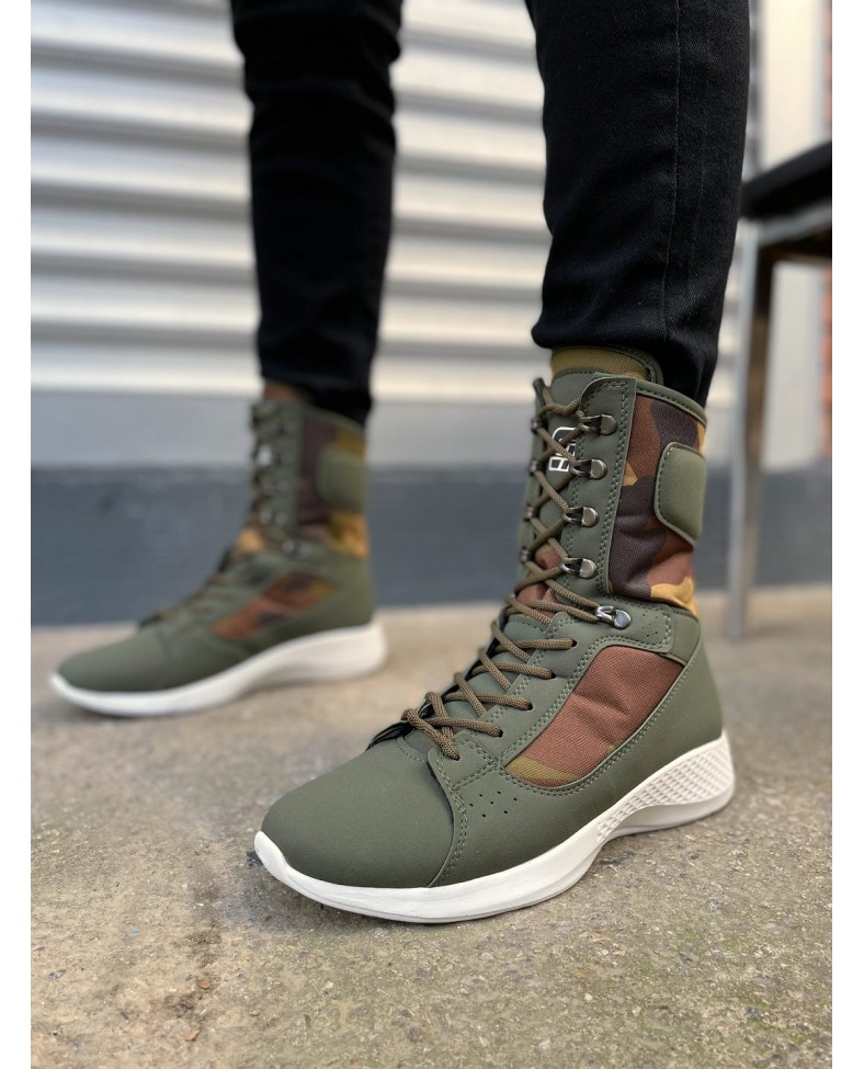 JY799 Verton Bağcıklı Ortopedik Taban Günlük Cilt Erkek Askeri Postal Bot CBT Haki Somersan Giyim | Kadın, Erkek ve Çocuk Moda