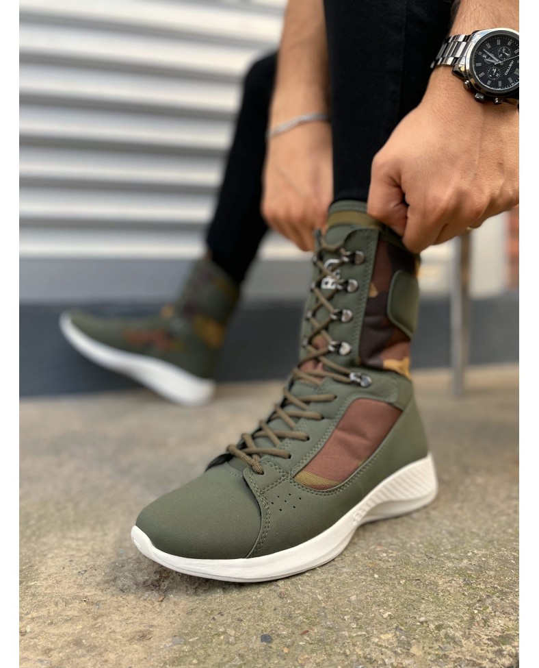 JY799 Verton Bağcıklı Ortopedik Taban Günlük Cilt Erkek Askeri Postal Bot CBT Haki Somersan Giyim | Kadın, Erkek ve Çocuk Moda