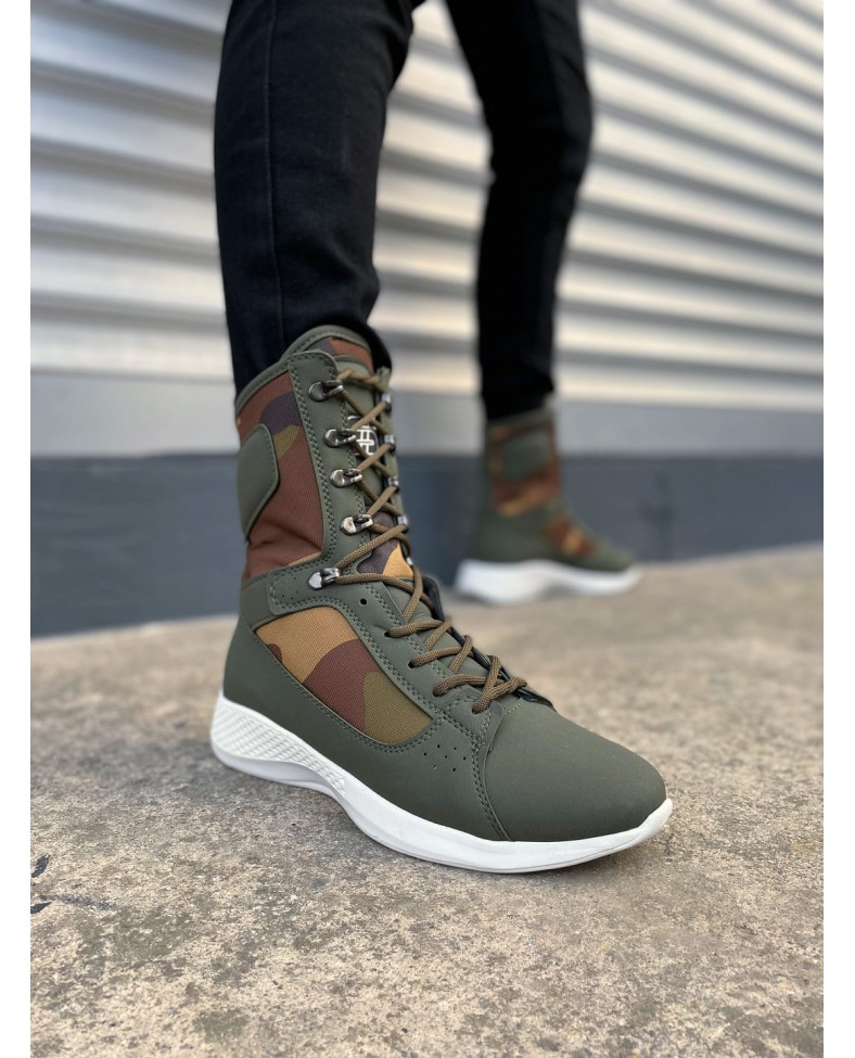 JY799 Verton Bağcıklı Ortopedik Taban Günlük Cilt Erkek Askeri Postal Bot CBT Haki Somersan Giyim | Kadın, Erkek ve Çocuk Moda