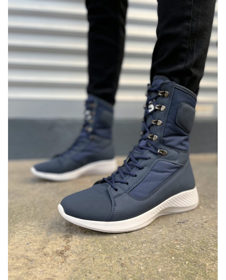 JY799 Verton Bağcıklı Ortopedik Taban Günlük Cilt Erkek Askeri Postal Bot CBT Lacivert Somersan Giyim | Kadın, Erkek ve Çocuk Moda