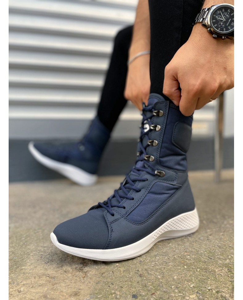 JY799 Verton Bağcıklı Ortopedik Taban Günlük Cilt Erkek Askeri Postal Bot CBT Lacivert Somersan Giyim | Kadın, Erkek ve Çocuk Moda