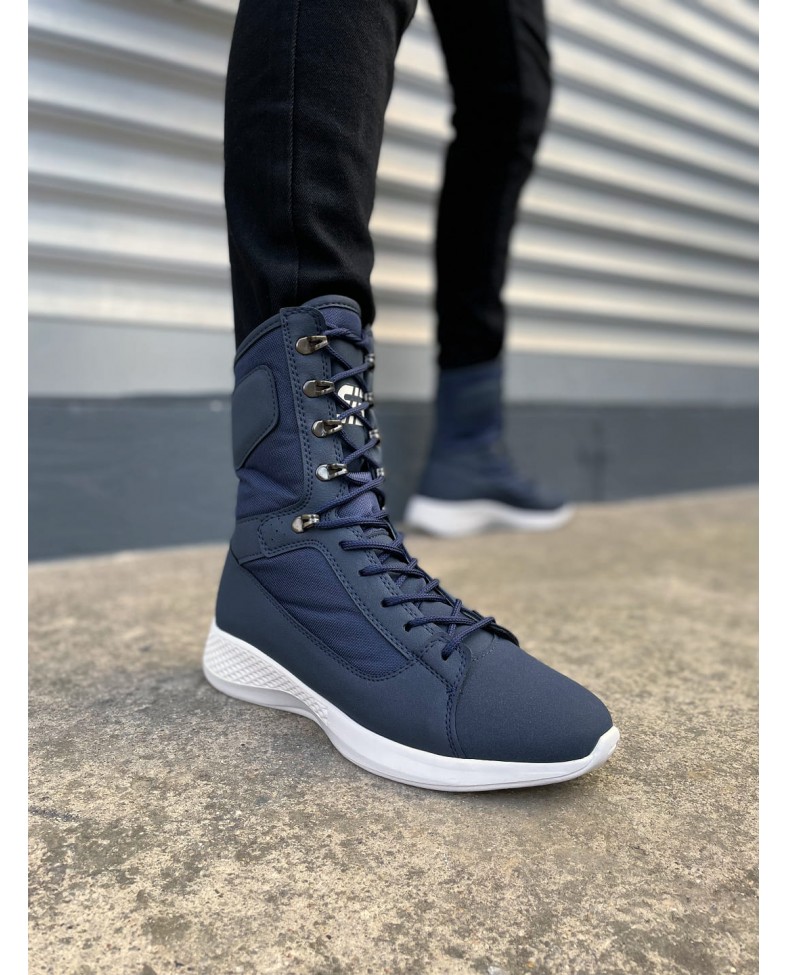 JY799 Verton Bağcıklı Ortopedik Taban Günlük Cilt Erkek Askeri Postal Bot CBT Lacivert Somersan Giyim | Kadın, Erkek ve Çocuk Moda