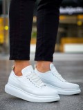 JY814 Axel Bağcıklı Cilt Erkek Günlük Sneaker Ayakkabı CBT Beyaz