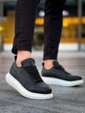 JY814 Axel Bağcıklı Cilt Erkek Günlük Sneaker Ayakkabı CBT Siyah
