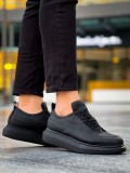 JY814 Axel Bağcıklı Cilt Erkek Günlük Sneaker Ayakkabı CST Siyah