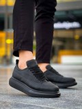 JY814 Axel Bağcıklı Cilt Erkek Günlük Sneaker Ayakkabı CST Siyah