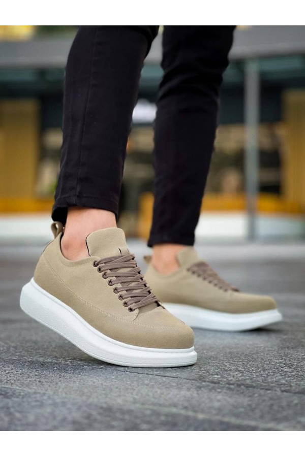 JY814 Axel Bağcıklı Süet Erkek Günlük Sneaker Ayakkabı SBT Krem