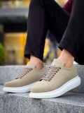 JY814 Axel Bağcıklı Süet Erkek Günlük Sneaker Ayakkabı SBT Krem