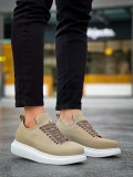 JY814 Axel Bağcıklı Süet Erkek Günlük Sneaker Ayakkabı SBT Krem