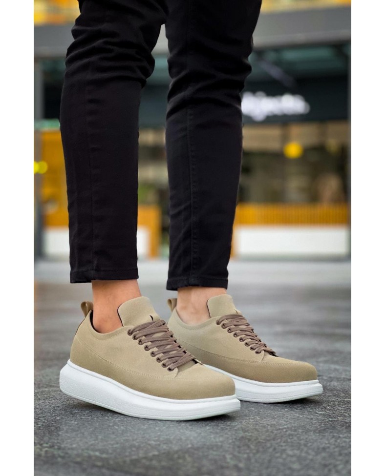JY814 Axel Bağcıklı Süet Erkek Günlük Sneaker Ayakkabı SBT Krem