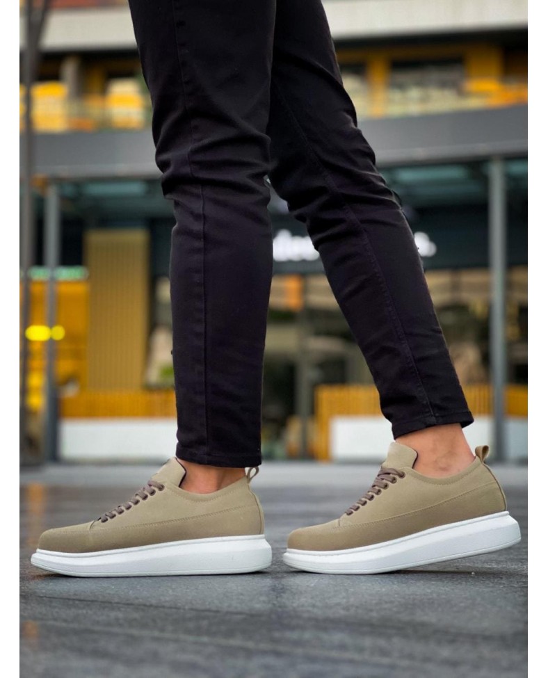 JY814 Axel Bağcıklı Süet Erkek Günlük Sneaker Ayakkabı SBT Krem