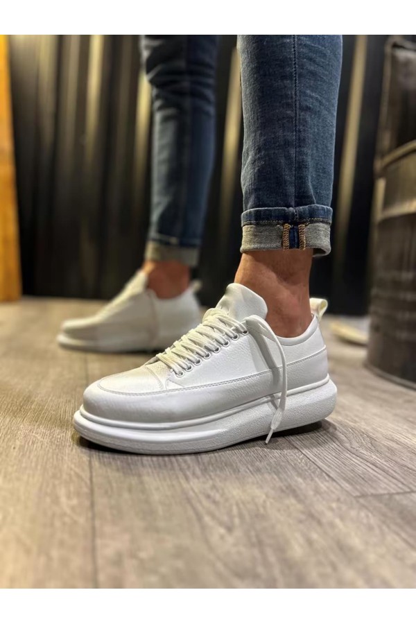 JY914 Drake Bağcıklı Cilt Erkek Günlük Sneaker Ayakkabı CBT Beyaz