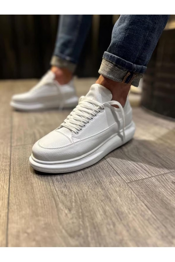 JY914 Drake Bağcıklı Cilt Erkek Günlük Sneaker Ayakkabı CBT Beyaz