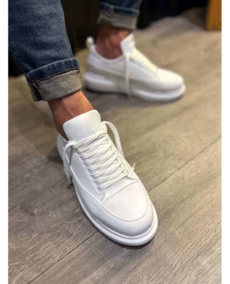 JY914 Drake Bağcıklı Cilt Erkek Günlük Sneaker Ayakkabı CBT Beyaz