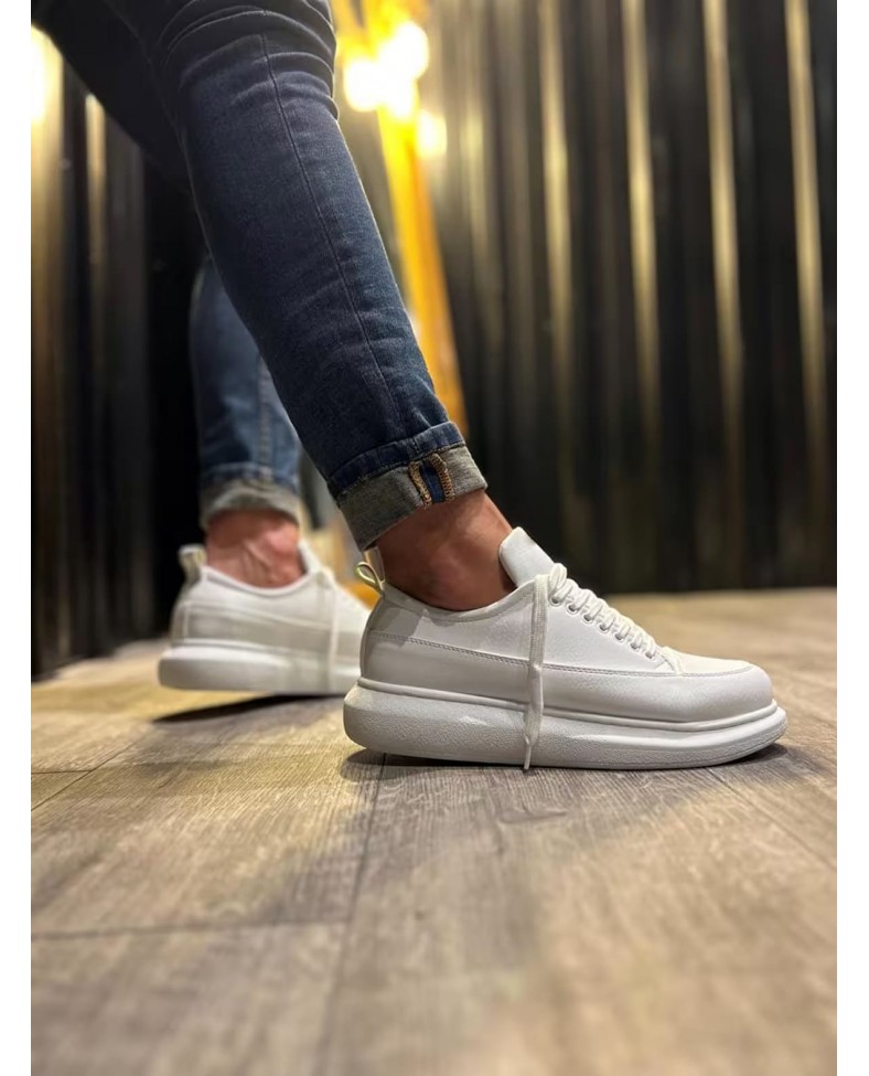 JY914 Drake Bağcıklı Cilt Erkek Günlük Sneaker Ayakkabı CBT Beyaz