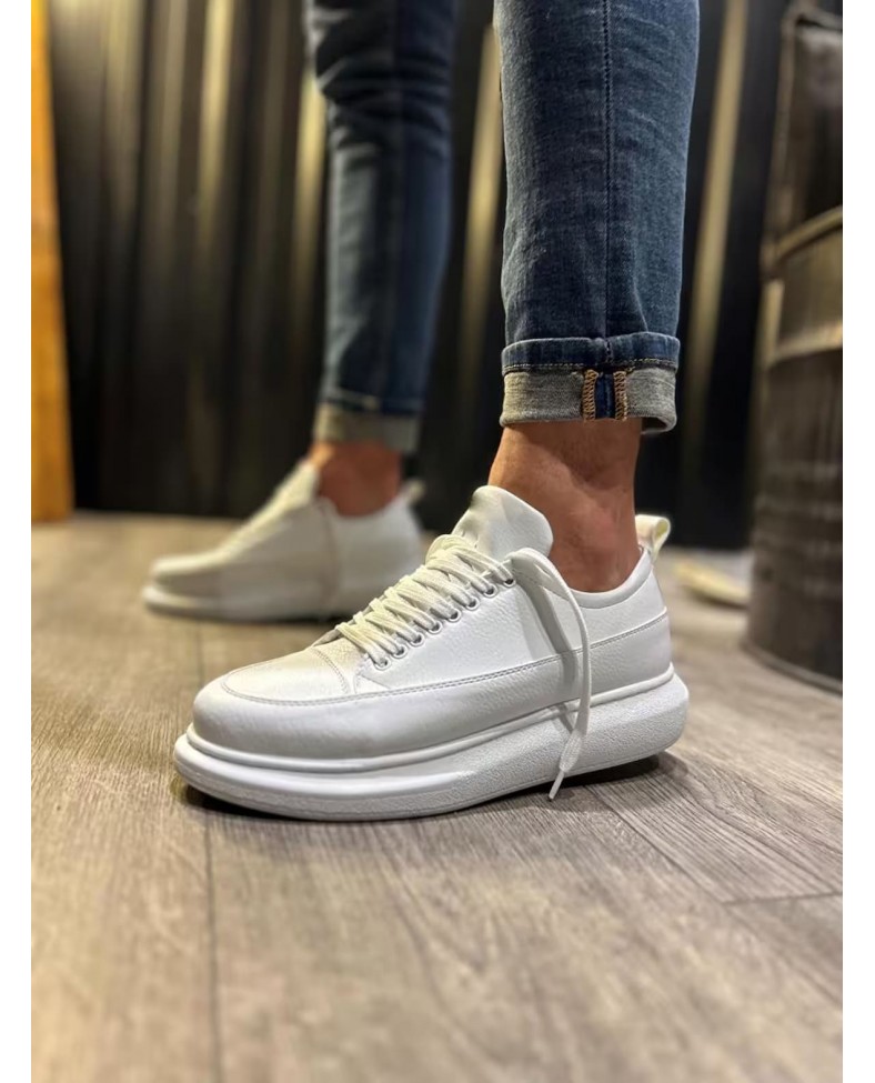 JY914 Drake Bağcıklı Cilt Erkek Günlük Sneaker Ayakkabı CBT Beyaz