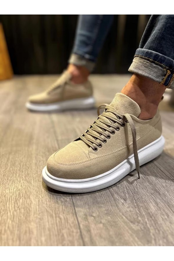 JY914 Drake Bağcıklı Süet Erkek Günlük Sneaker Ayakkabı SBT Krem