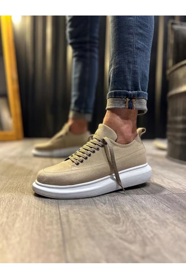 JY914 Drake Bağcıklı Süet Erkek Günlük Sneaker Ayakkabı SBT Krem