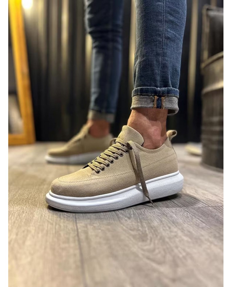 JY914 Drake Bağcıklı Süet Erkek Günlük Sneaker Ayakkabı SBT Krem