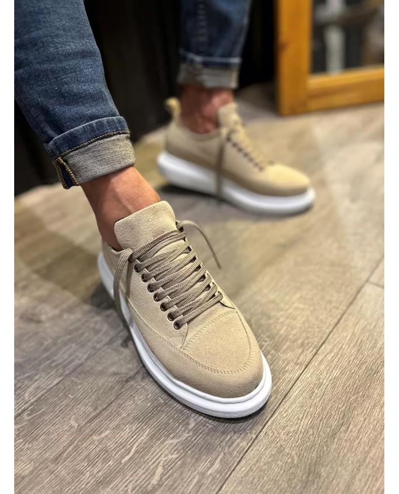 JY914 Drake Bağcıklı Süet Erkek Günlük Sneaker Ayakkabı SBT Krem