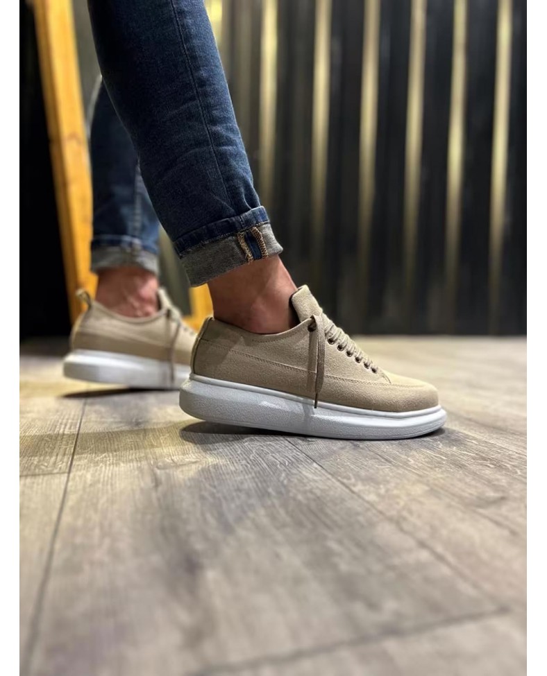 JY914 Drake Bağcıklı Süet Erkek Günlük Sneaker Ayakkabı SBT Krem