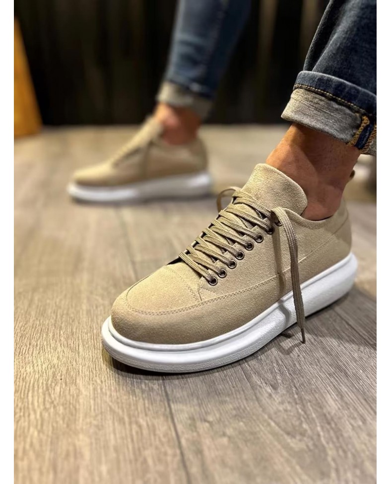 JY914 Drake Bağcıklı Süet Erkek Günlük Sneaker Ayakkabı SBT Krem