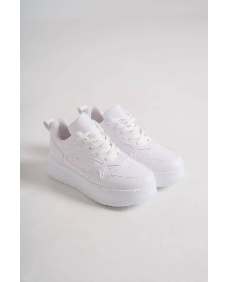 ALESSI Bağcıklı Ortopedik Taban Kadın Sneaker Spor Ayakkabı CBT - Beyaz Somersan Giyim | Kadın, Erkek ve Çocuk Moda