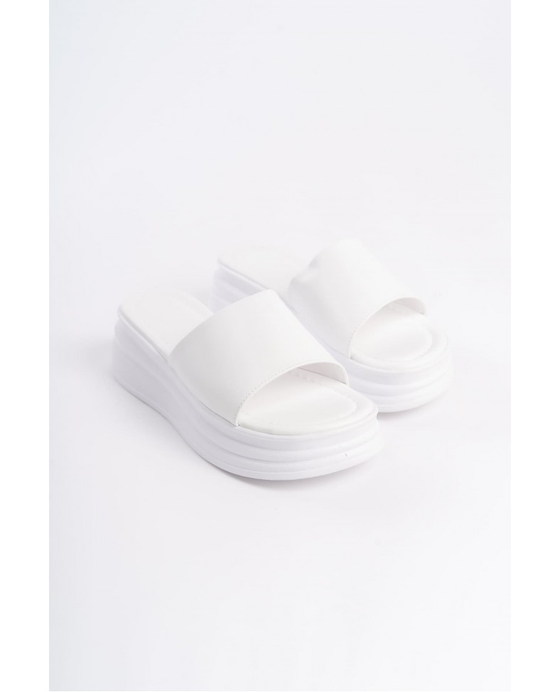 ALICE Düz Topuklu Kalın ve Ortopedik Taban Kadın Terlik CBT - Beyaz Somersan Giyim | Kadın, Erkek ve Çocuk Moda