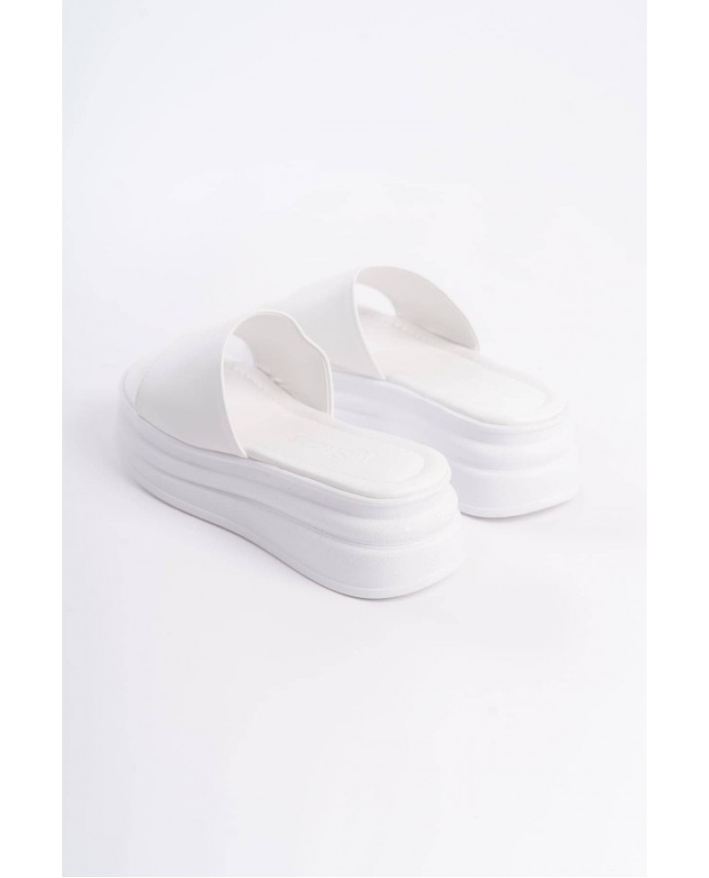 ALICE Düz Topuklu Kalın ve Ortopedik Taban Kadın Terlik CBT - Beyaz Somersan Giyim | Kadın, Erkek ve Çocuk Moda