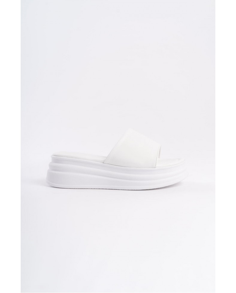 ALICE Düz Topuklu Kalın ve Ortopedik Taban Kadın Terlik CBT - Beyaz Somersan Giyim | Kadın, Erkek ve Çocuk Moda