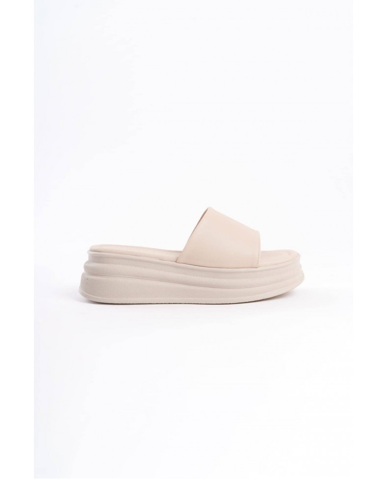 ALICE Düz Topuklu Kalın ve Ortopedik Taban Kadın Terlik CKT - Krem Somersan Giyim | Kadın, Erkek ve Çocuk Moda