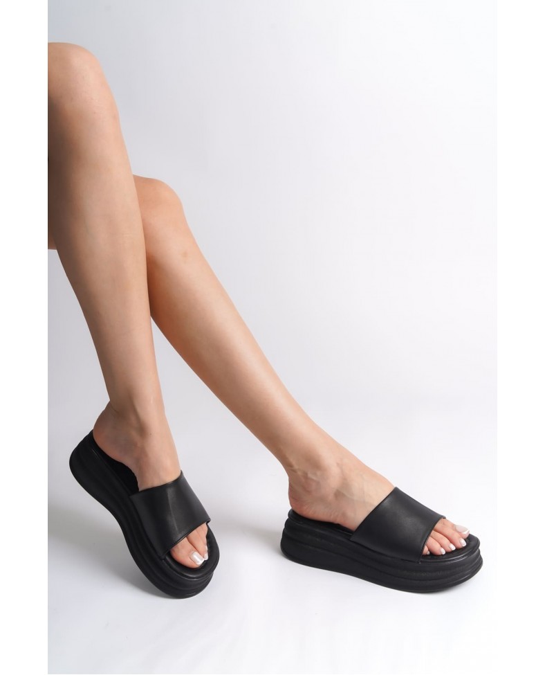 ALICE Düz Topuklu Kalın ve Ortopedik Taban Kadın Terlik  CST - Siyah Somersan Giyim | Kadın, Erkek ve Çocuk Moda