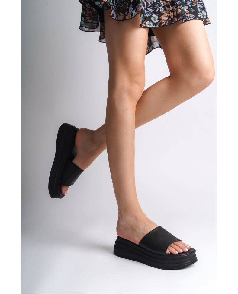 ALICE Düz Topuklu Kalın ve Ortopedik Taban Kadın Terlik  CST - Siyah Somersan Giyim | Kadın, Erkek ve Çocuk Moda