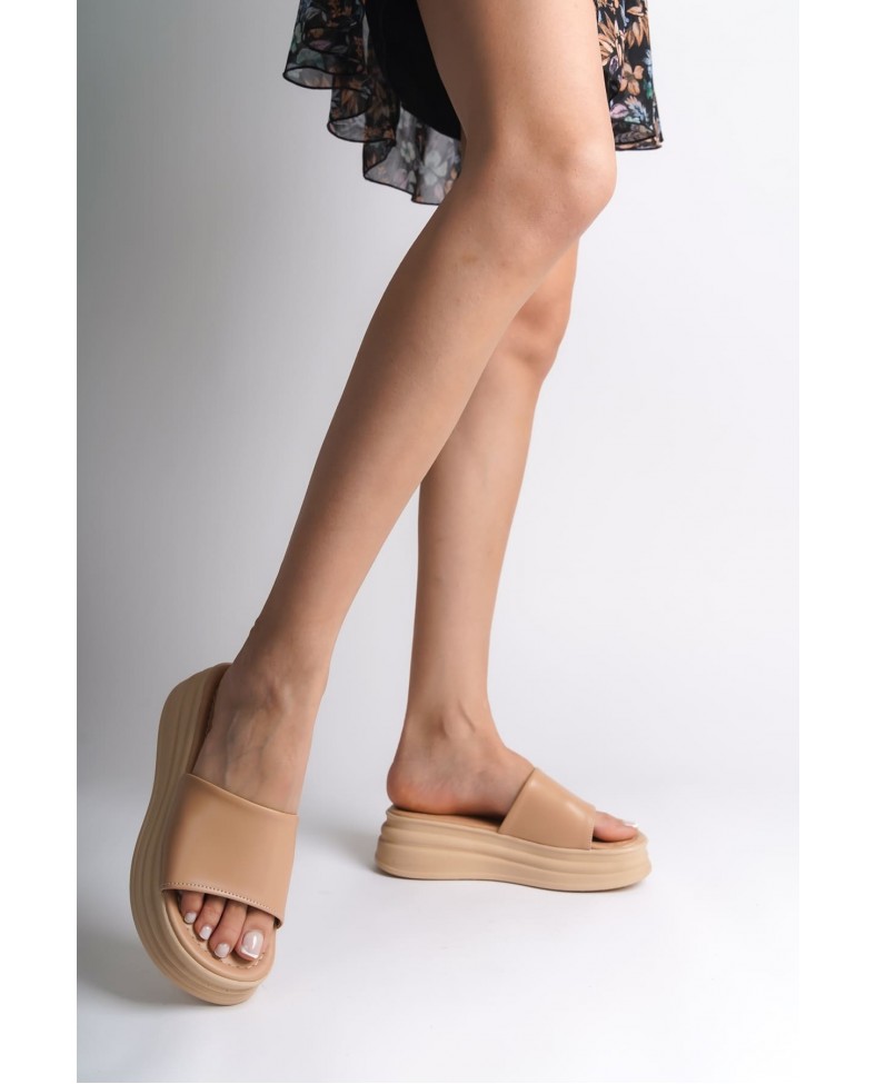 ALICE Düz Topuklu Kalın ve Ortopedik Taban Kadın Terlik CTT - Ten Somersan Giyim | Kadın, Erkek ve Çocuk Moda