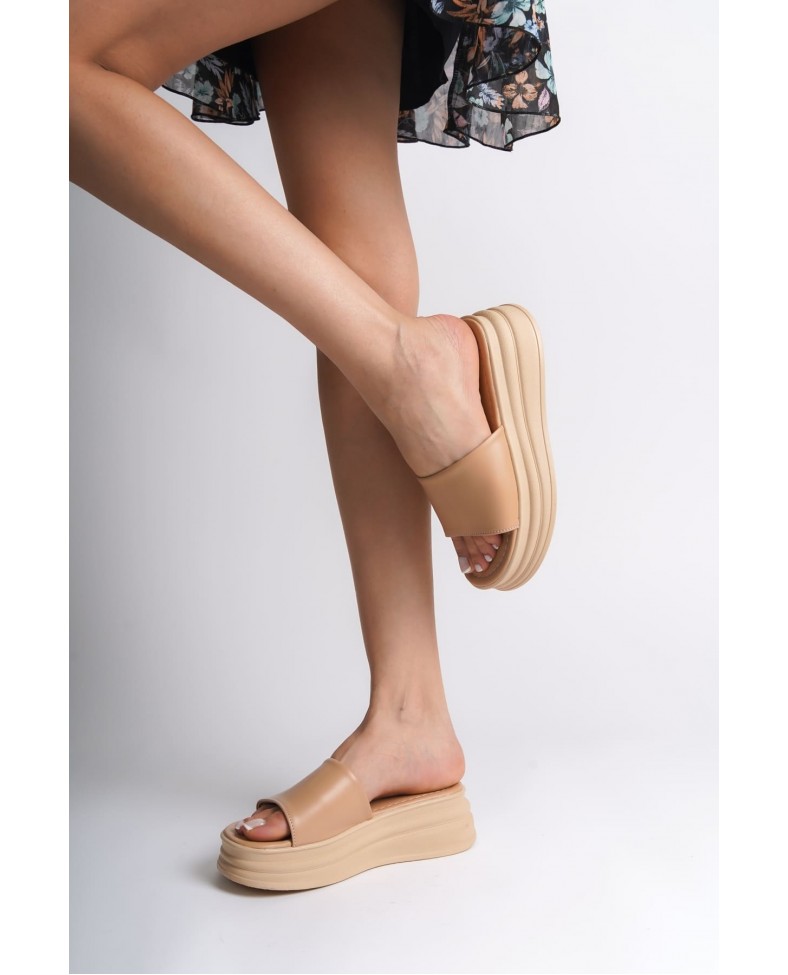 ALICE Düz Topuklu Kalın ve Ortopedik Taban Kadın Terlik CTT - Ten Somersan Giyim | Kadın, Erkek ve Çocuk Moda