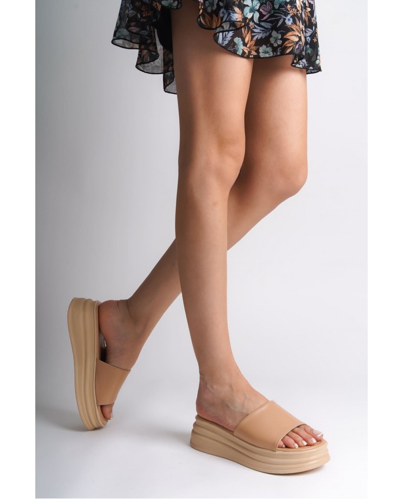 ALICE Düz Topuklu Kalın ve Ortopedik Taban Kadın Terlik CTT - Ten Somersan Giyim | Kadın, Erkek ve Çocuk Moda