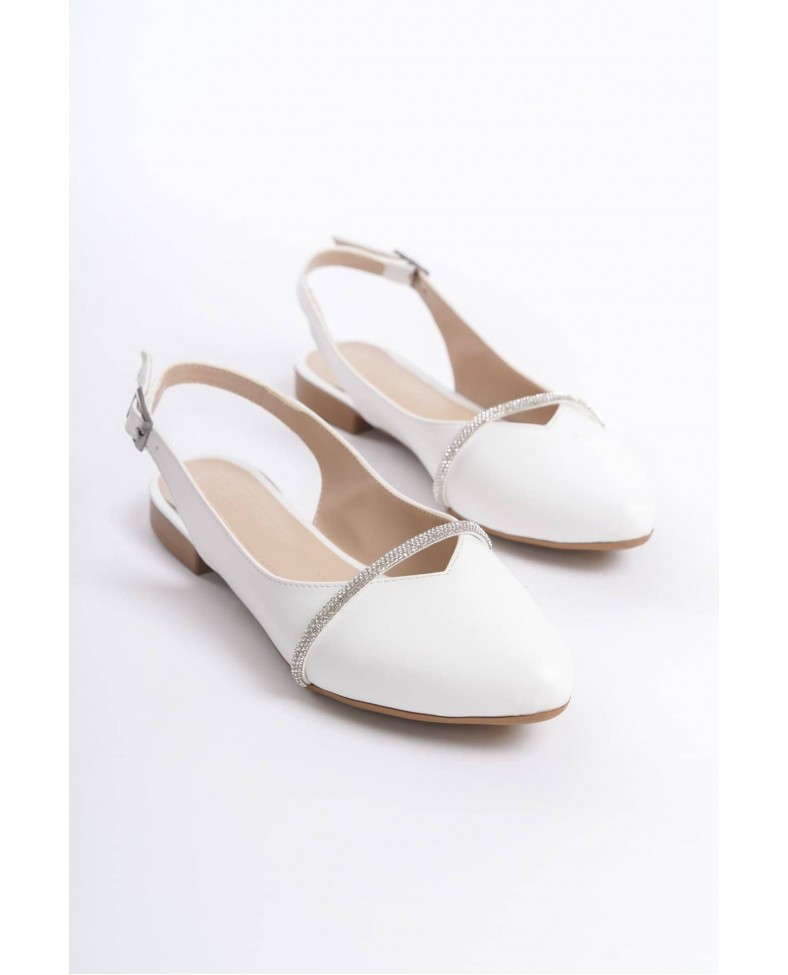 ALLISON Tokalı Ortopedik Rahat Taban Taş Detaylı Kadın Babet Ayakkabı  CKT - Beyaz Somersan Giyim | Kadın, Erkek ve Çocuk Moda