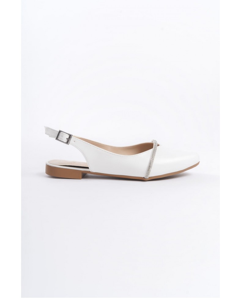 ALLISON Tokalı Ortopedik Rahat Taban Taş Detaylı Kadın Babet Ayakkabı  CKT - Beyaz Somersan Giyim | Kadın, Erkek ve Çocuk Moda