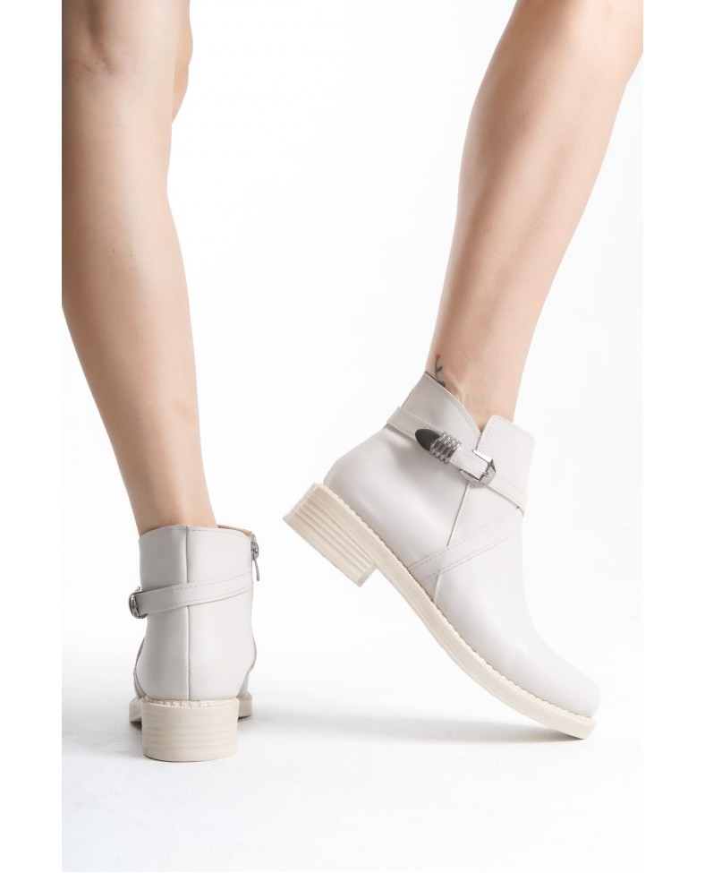 ALMILA Fermuarlı Lastikli Ortopedik Taban Topuklu Kadın Bot  CKT - Krem Somersan Giyim | Kadın, Erkek ve Çocuk Moda