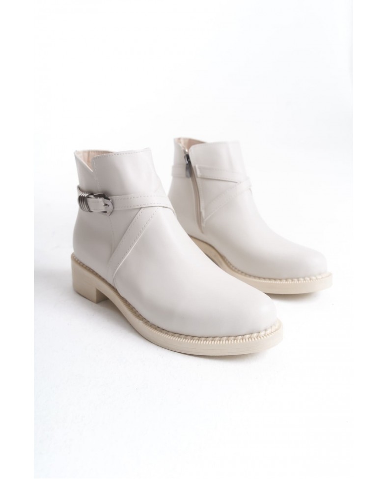 ALMILA Fermuarlı Lastikli Ortopedik Taban Topuklu Kadın Bot  CKT - Krem Somersan Giyim | Kadın, Erkek ve Çocuk Moda