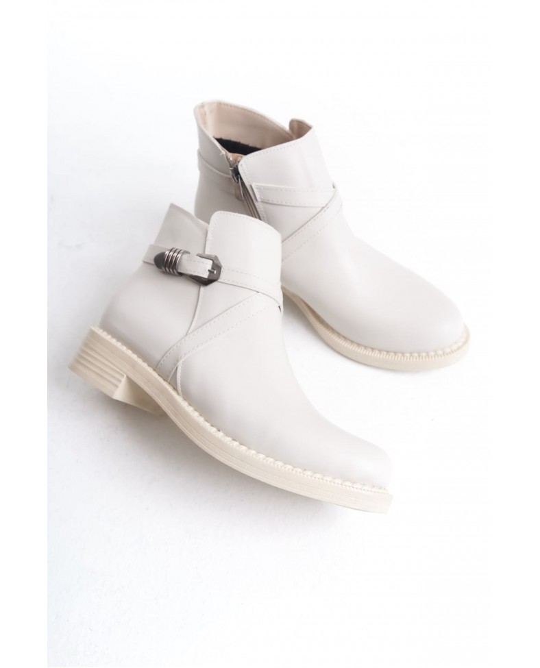 ALMILA Fermuarlı Lastikli Ortopedik Taban Topuklu Kadın Bot  CKT - Krem Somersan Giyim | Kadın, Erkek ve Çocuk Moda