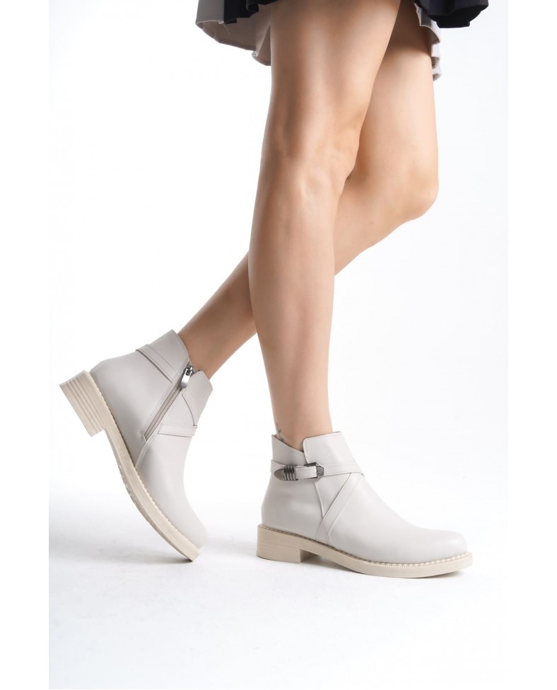 ALMILA Fermuarlı Lastikli Ortopedik Taban Topuklu Kadın Bot  CKT - Krem Somersan Giyim | Kadın, Erkek ve Çocuk Moda